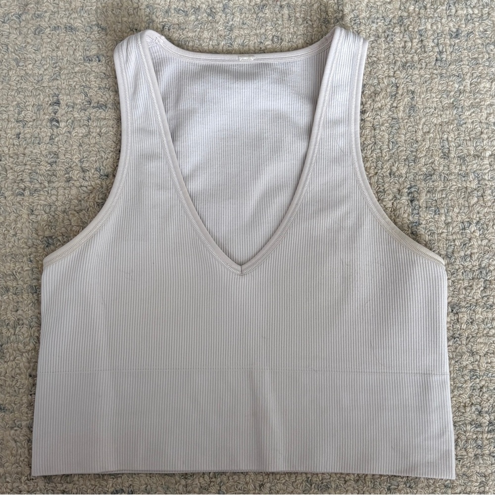 Women's Ribbed White Tank